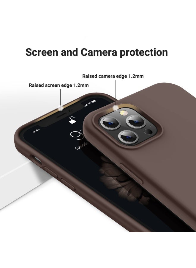 متوافق مع غطاء iPhone 12 Pro Max مقاس 6.7 بوصة، غطاء نحيف من السيليكون السائل، 4 طبقات من المطاط الهلامي الناعم، غطاء حماية للهاتف مقاوم للصدمات مع بطانة من الألياف الدقيقة المضادة للخدش (بني فاتح) - Image 5